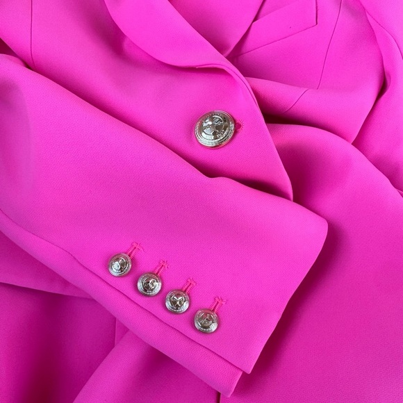 Retrofete-Hot Hyper Pink Kristen Designer Blazer Jacket - Picture 7 of 8